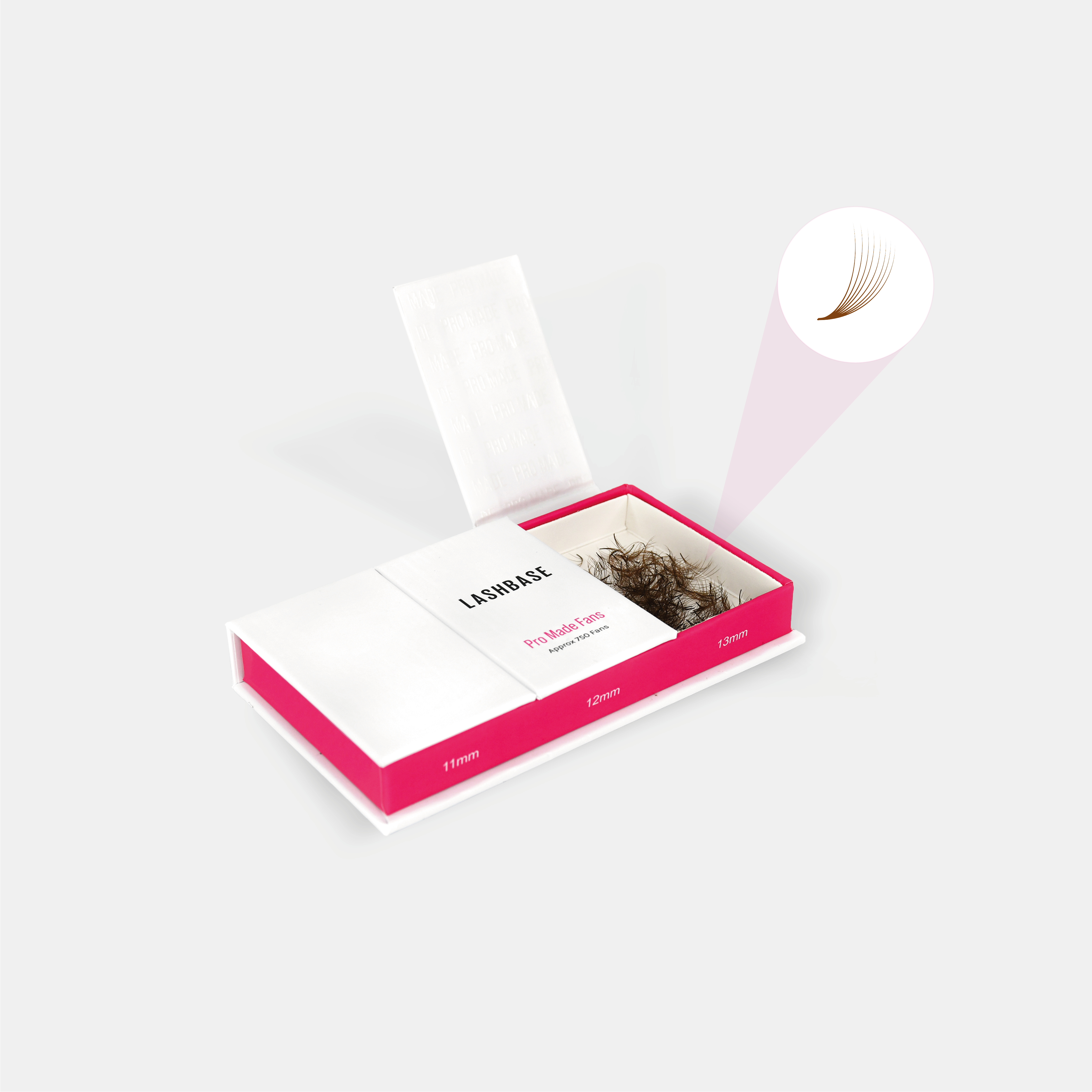 8D Light Brown Pro Mades 750 Fans LashBase Inc