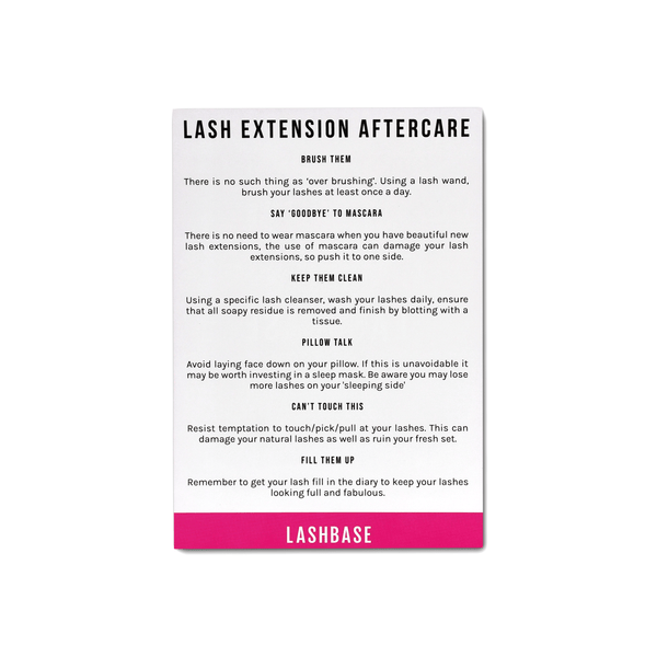Lash Extension Aftercare Advice Leaflets - LashBase Inc
